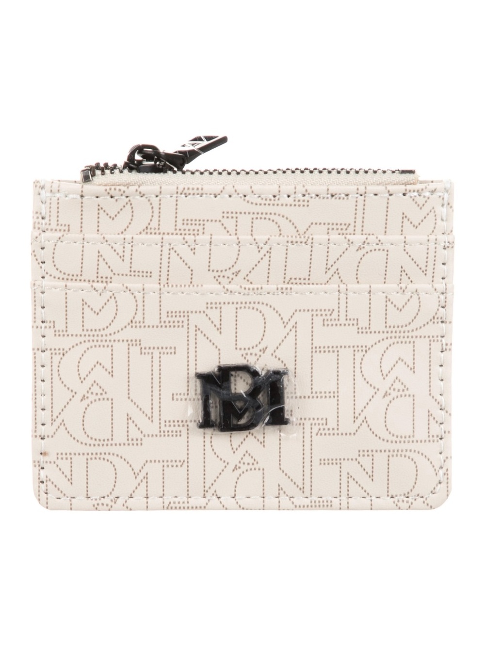 Badgley Mischka Vegan Leather Mini Credit Card Holder - Beige Monogram